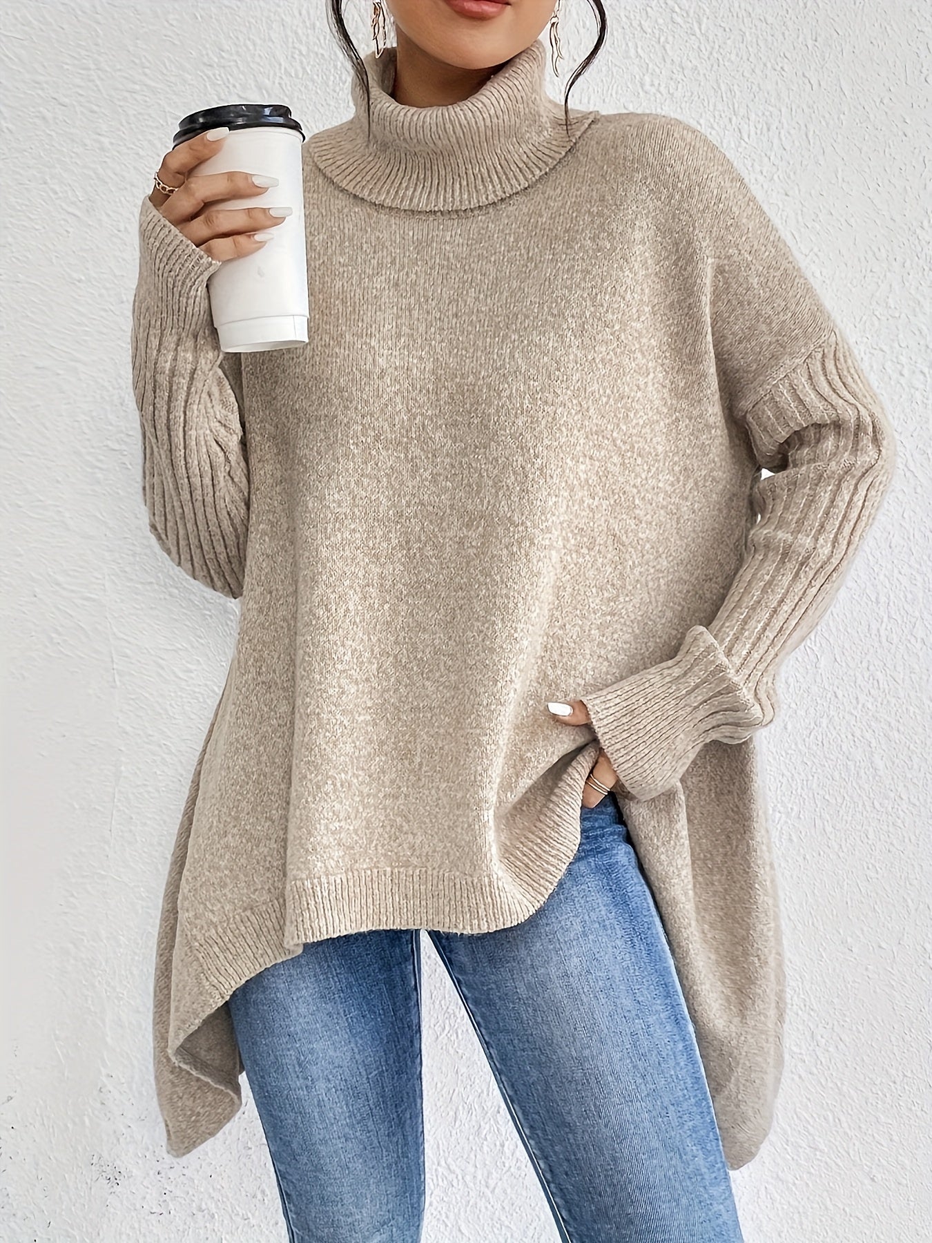 New Autumn and Winter Women's Casual Long Sleeve High Neck Pullover