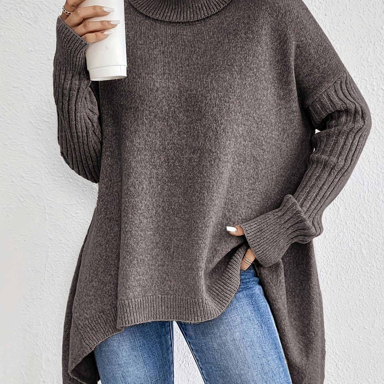 New Autumn and Winter Women's Casual Long Sleeve High Neck Pullover