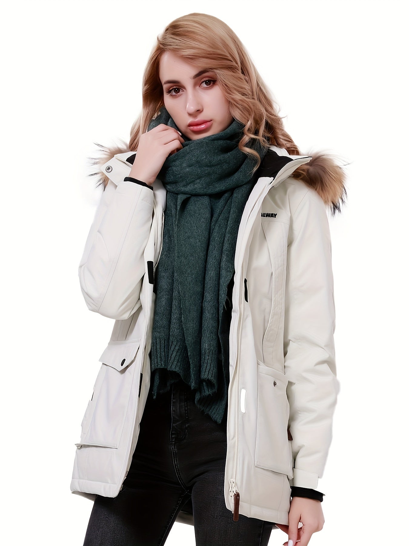 Women's Thickened Winter Thermal Puffer Jacket With Flap Pocket, Windproof Lightweight Long Sleeve Casual Parka Coat