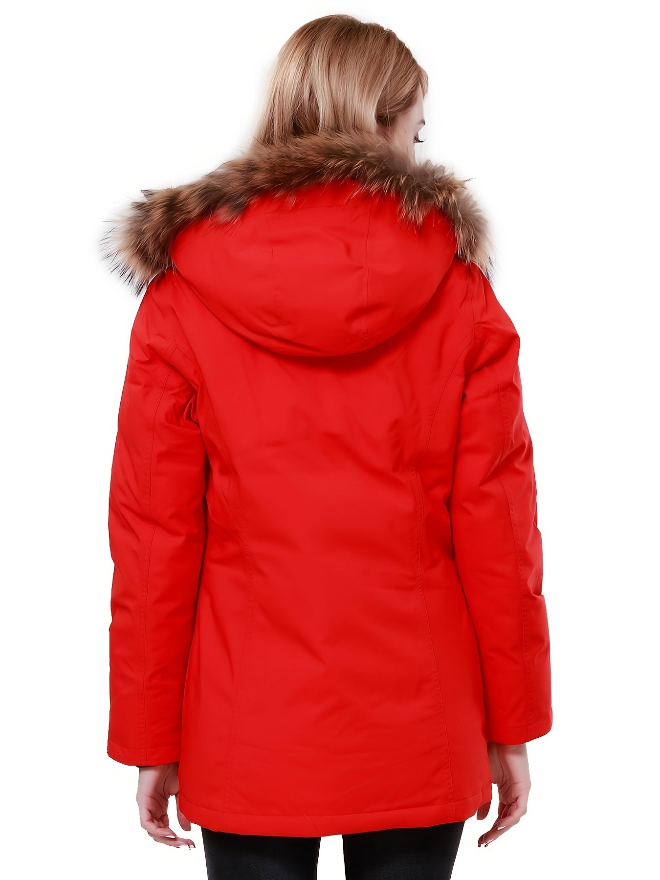 Women's Thickened Winter Thermal Puffer Jacket With Flap Pocket, Windproof Lightweight Long Sleeve Casual Parka Coat