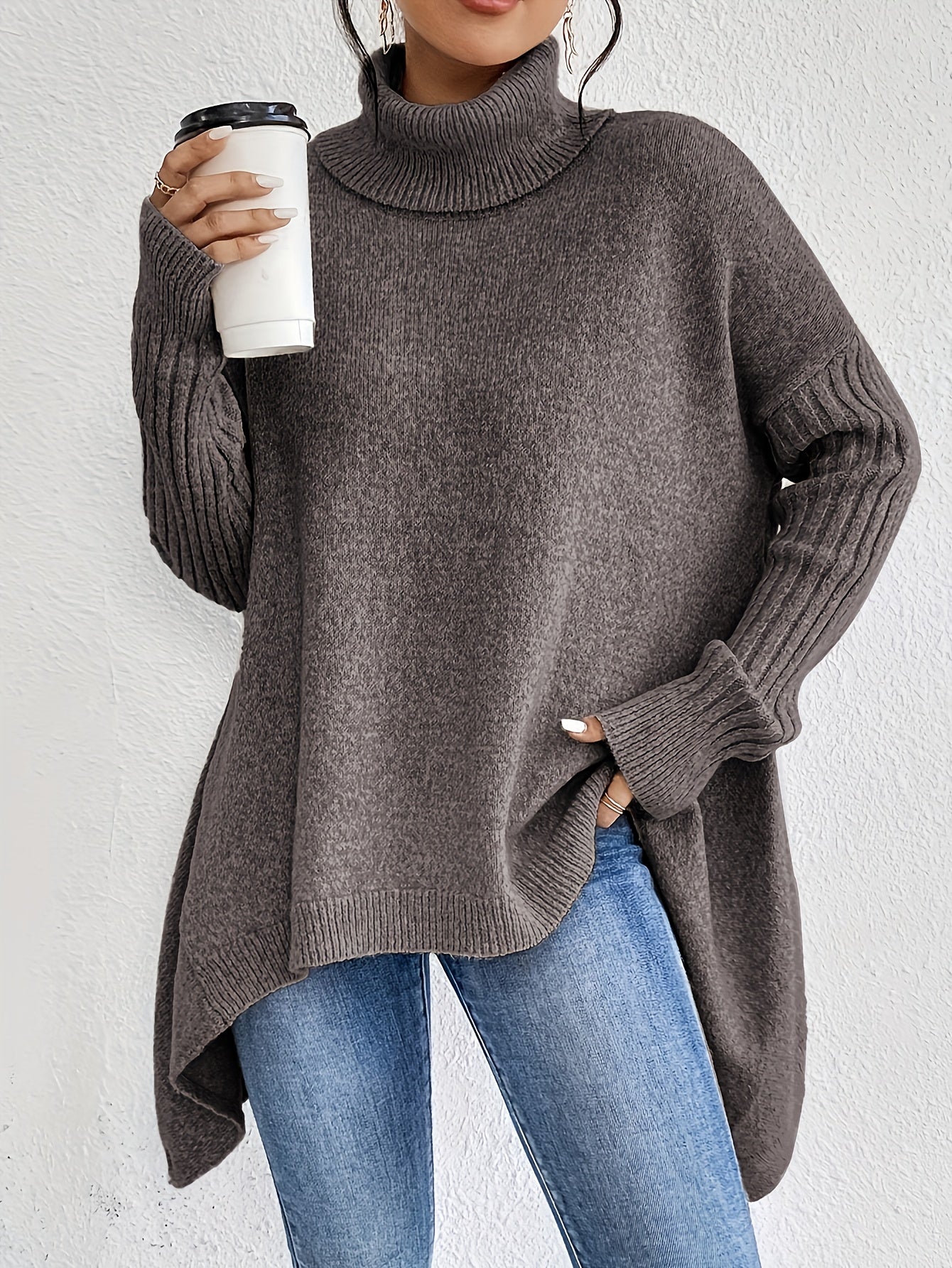 New Autumn and Winter Women's Casual Long Sleeve High Neck Pullover