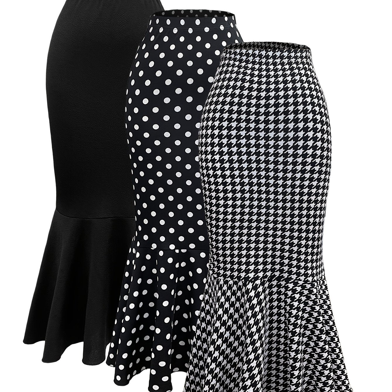 Women's Fish Tail Midi Skirt Autumn and Winter Women's Fish Tail Midi Skirt Three-Piece Set