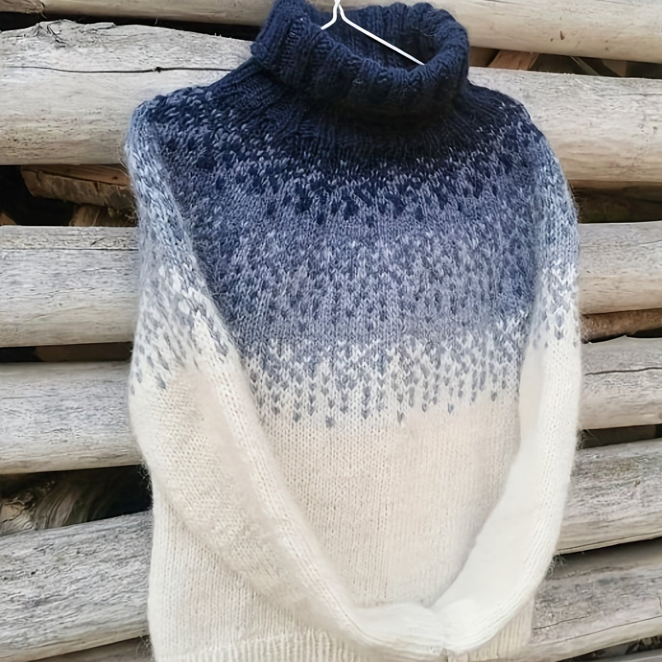 Fashion Women's Top Elegant Contrast Jacquard High-End Sweater Knitwear