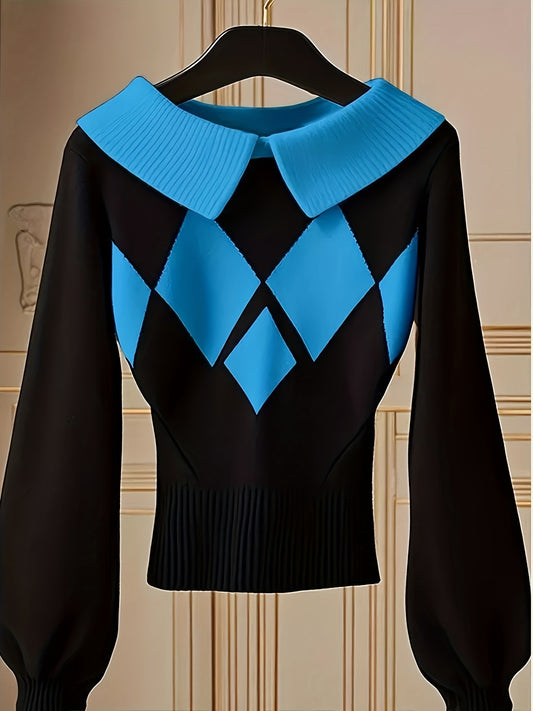 Chic Sweater Elegant Women's Sweater | Chic Pullover with Long Flowing Lines,