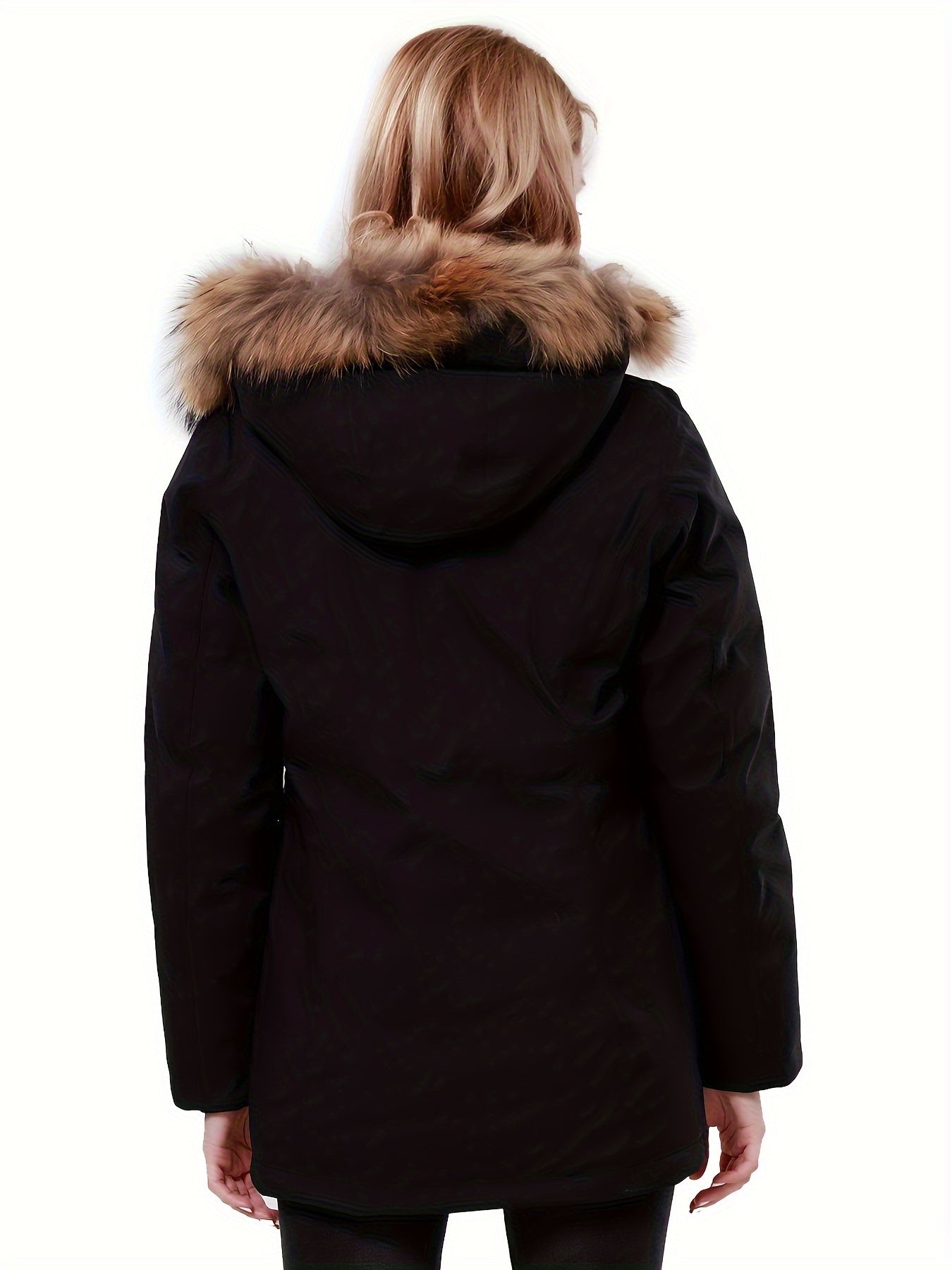 Women's Thickened Winter Thermal Puffer Jacket With Flap Pocket, Windproof Lightweight Long Sleeve Casual Parka Coat