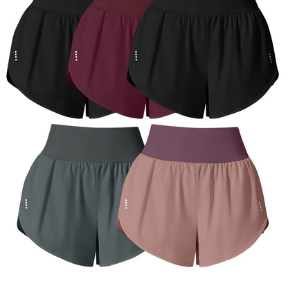 Medium Stretch Polyester 85% Elastane 15% 5-Pack Women's Casual Sport Shorts, Polka Dot Pattern, Cross Detail, Knit Fabric, 125g\u002Fm²,