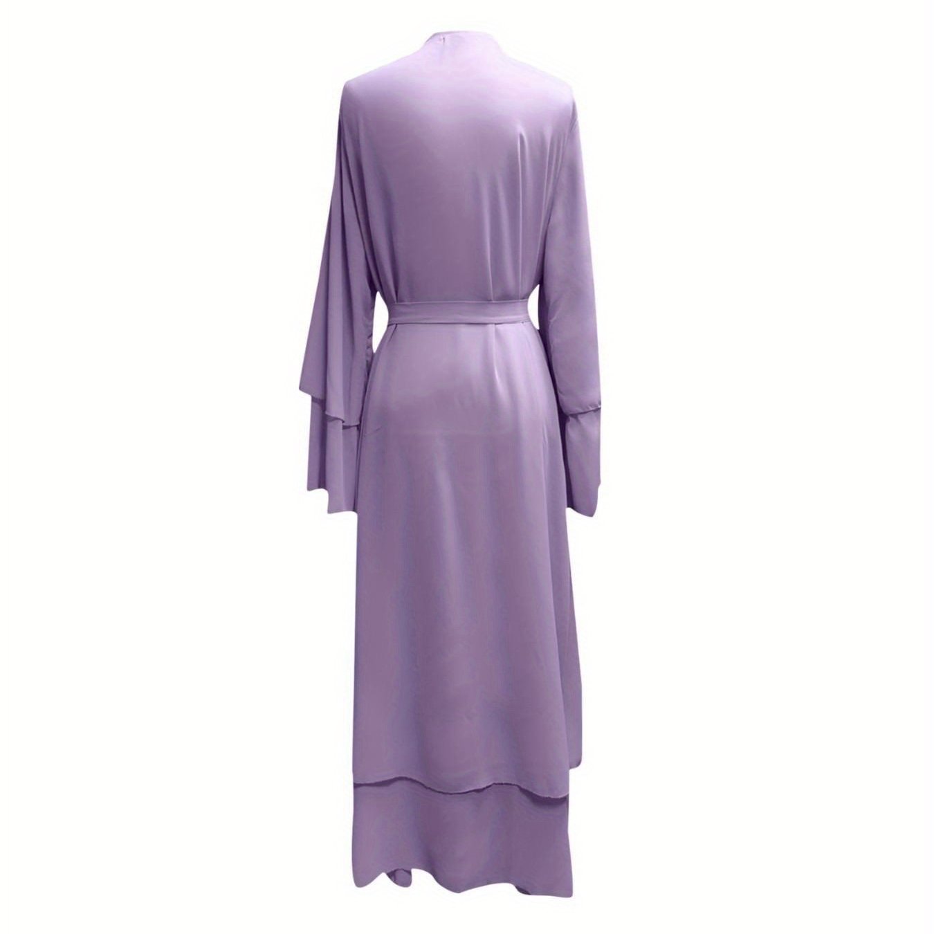 Women'S Elegant Muslim Caedigan Belt Outwear Shirt - Soft Chiffon Long Layered Cardigan with Open Front,