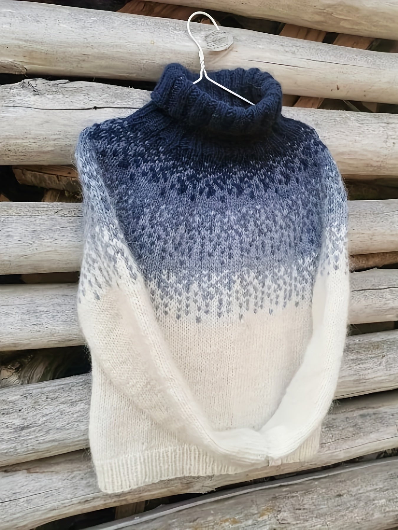 Fashion Women's Top Elegant Contrast Jacquard High-End Sweater Knitwear