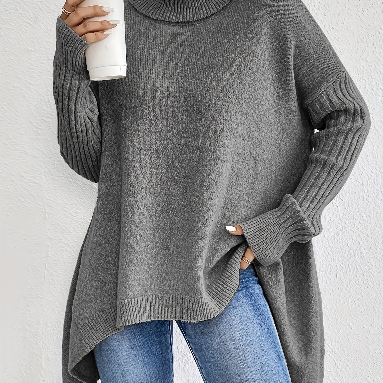 New Autumn and Winter Women's Casual Long Sleeve High Neck Pullover