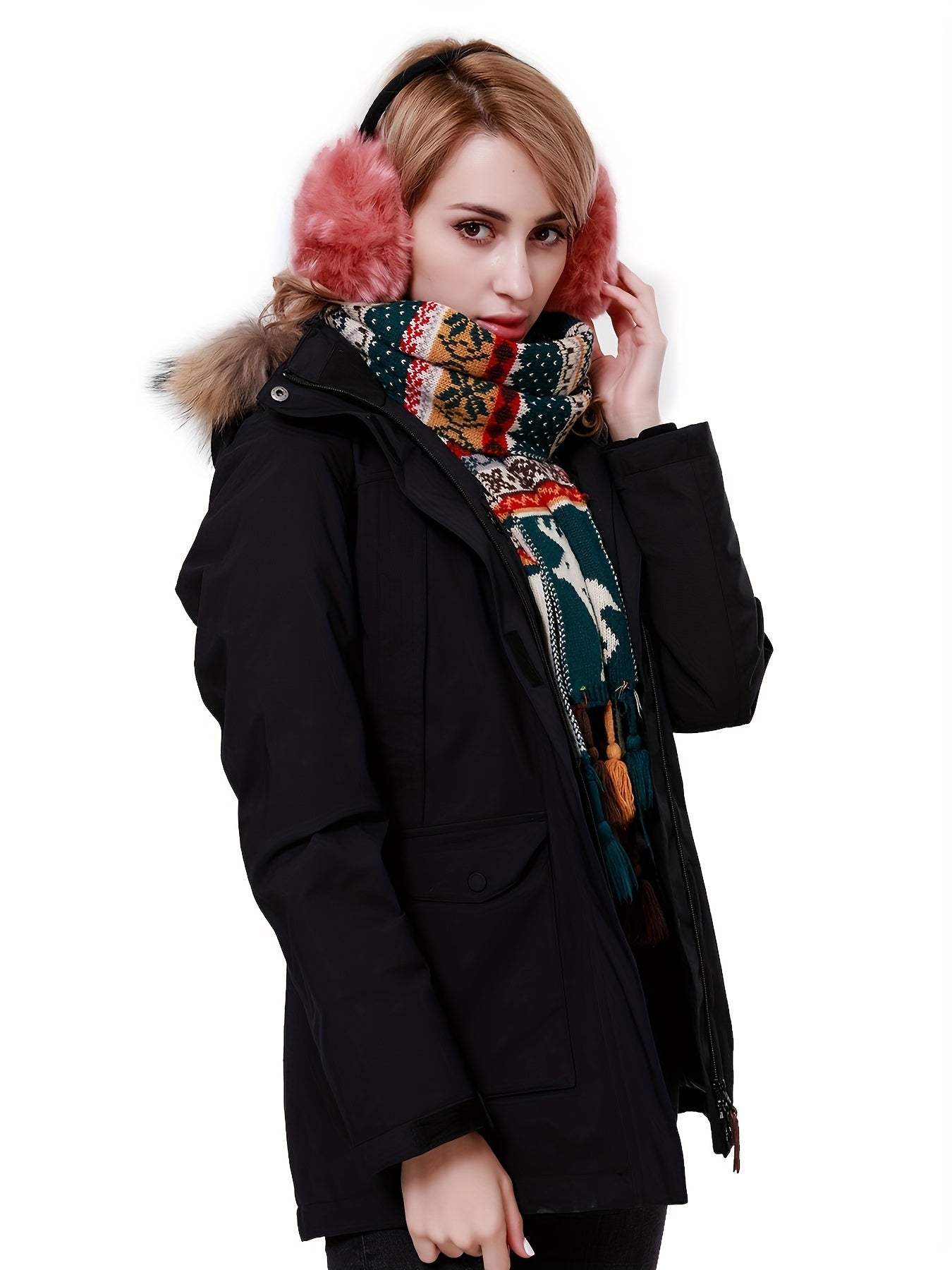 Women's Thickened Winter Thermal Puffer Jacket With Flap Pocket, Windproof Lightweight Long Sleeve Casual Parka Coat