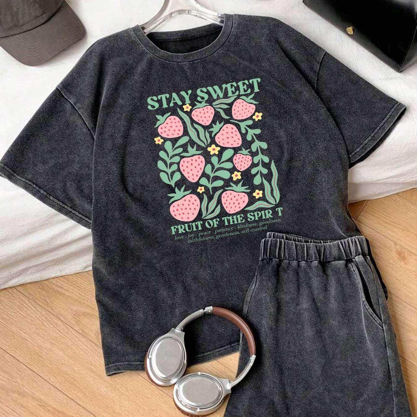 Women'S Vintage Washed 100% Pure T-Shirt - Soft Breathable Loose Fit Casual Short Sleeve Round Neck Summer