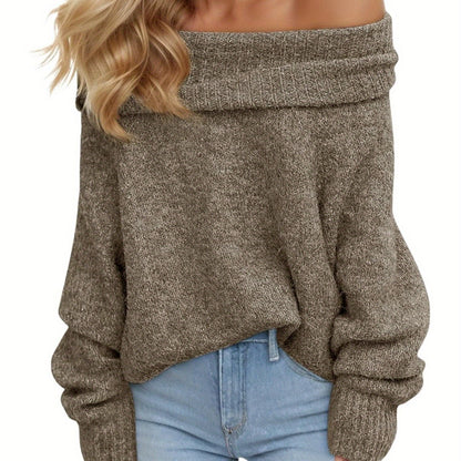 Women'S Sexy Off-the-Shoulder Pullover Sweater - Chic Fall\u002FWinter Sweater with Ruffled Edges, Non-See-Through Fabric for Parties,