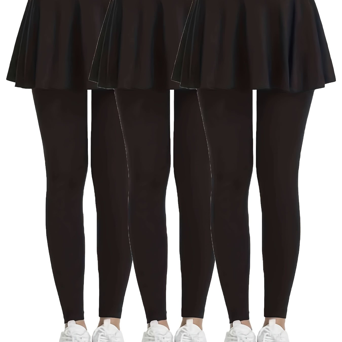 SHECAI 3pcs High-Waist Skort Leggings for Women - Slimming, Quick-Dry & Breathable Activewear with Pockets, Perfect for Yoga & Fitness