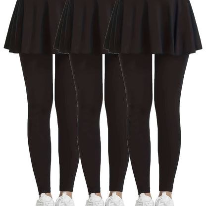 SHECAI 3pcs High-Waist Skort Leggings for Women - Slimming, Quick-Dry & Breathable Activewear with Pockets, Perfect for Yoga & Fitness