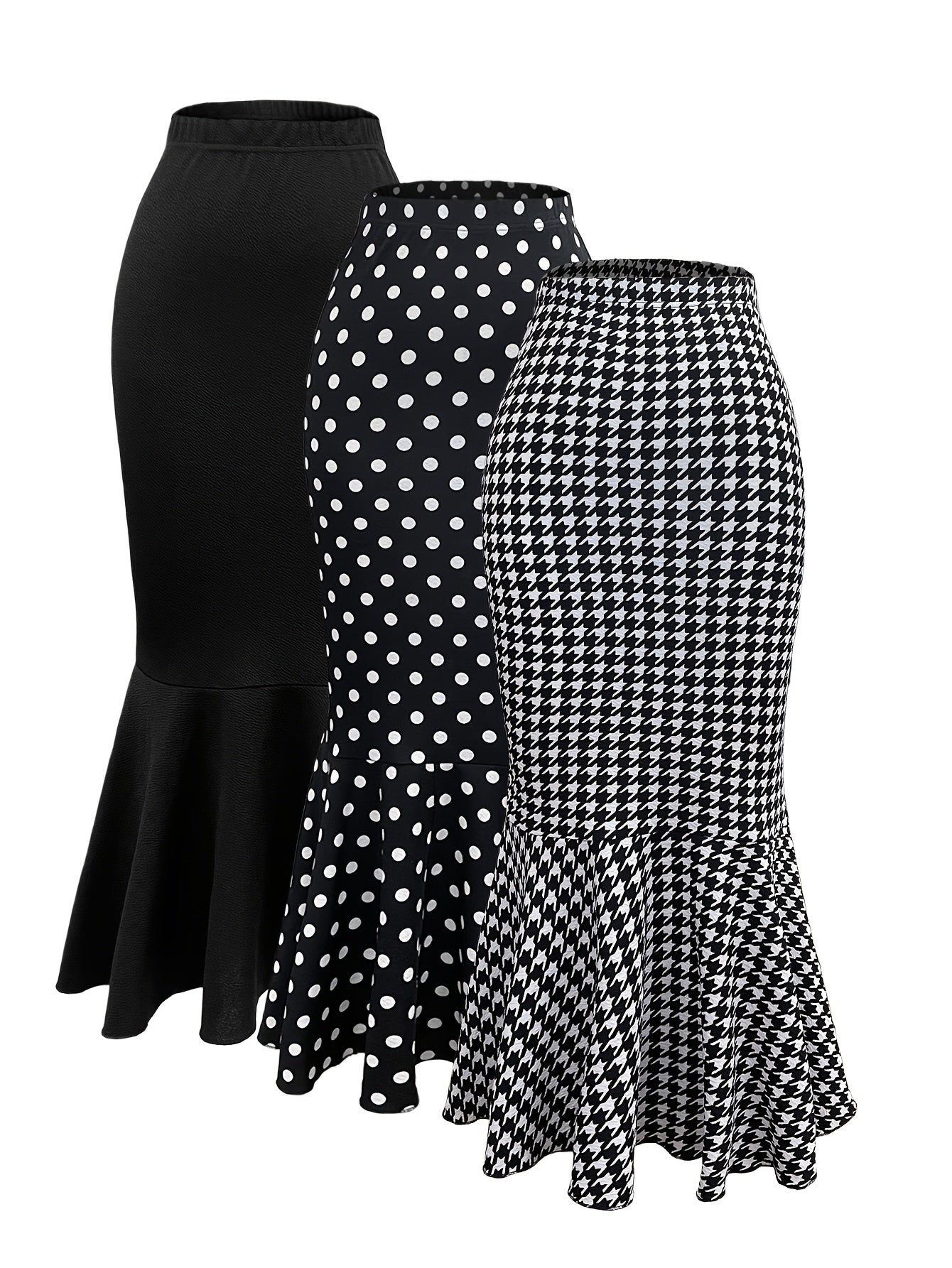 Women's Fish Tail Midi Skirt Autumn and Winter Women's Fish Tail Midi Skirt Three-Piece Set