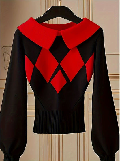 Chic Sweater Elegant Women's Sweater | Chic Pullover with Long Flowing Lines,