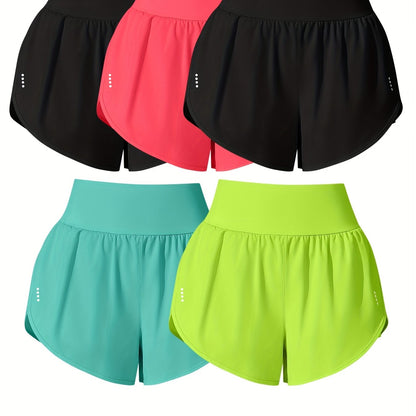 Medium Stretch Polyester 85% Elastane 15% 5-Pack Women's Casual Sport Shorts, Polka Dot Pattern, Cross Detail, Knit Fabric, 125g\u002Fm²,
