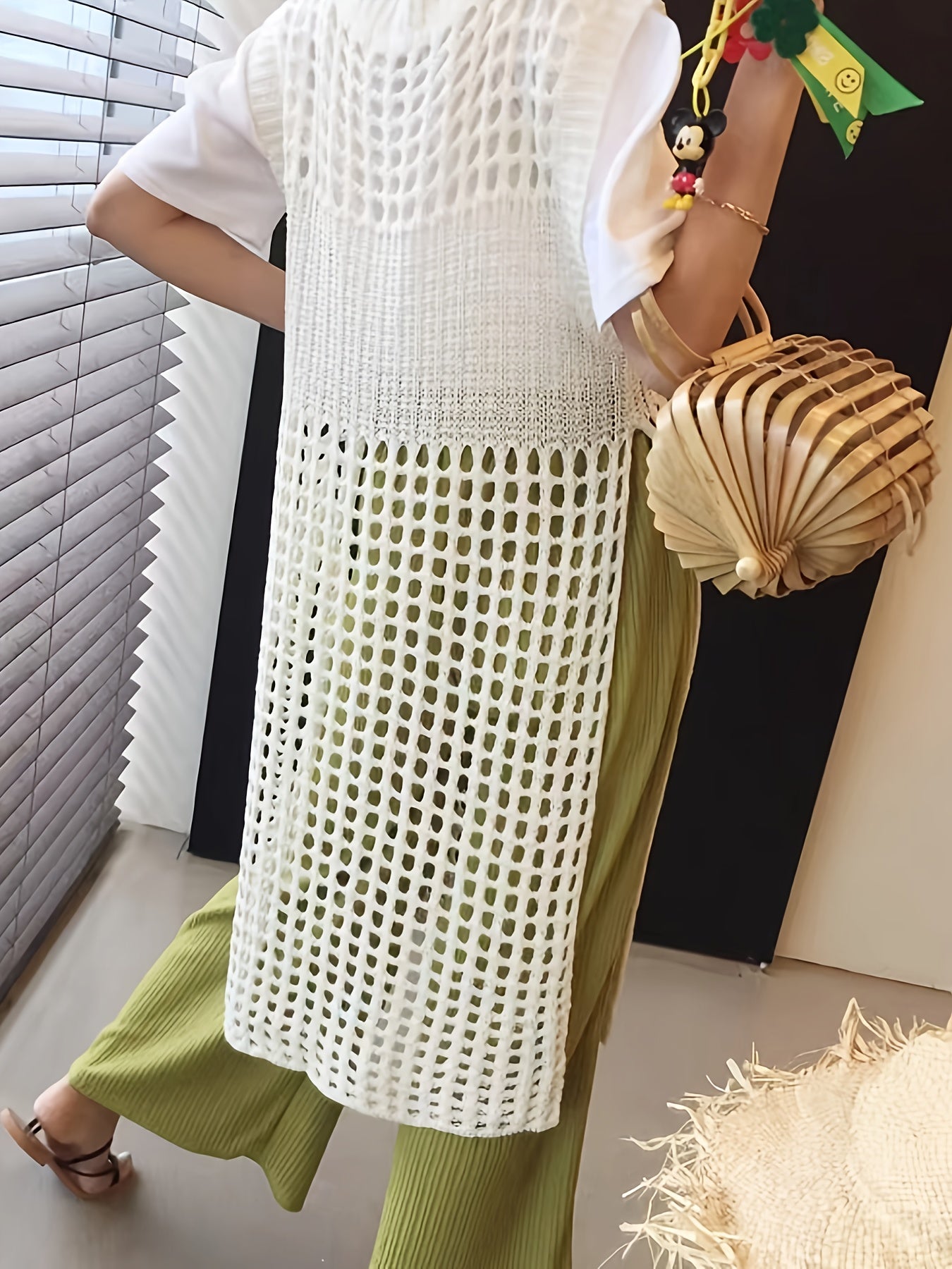French-Inspired Lace Dress French-Inspired Elegant Women's Lace Sleeveless Dress | Mid-Length Loose Fit Semi-Sheer Layering Dress with Round Neck,