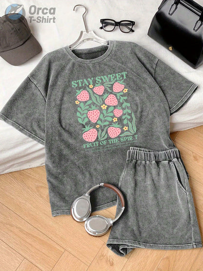 Women'S Vintage Washed 100% Pure T-Shirt - Soft Breathable Loose Fit Casual Short Sleeve Round Neck Summer
