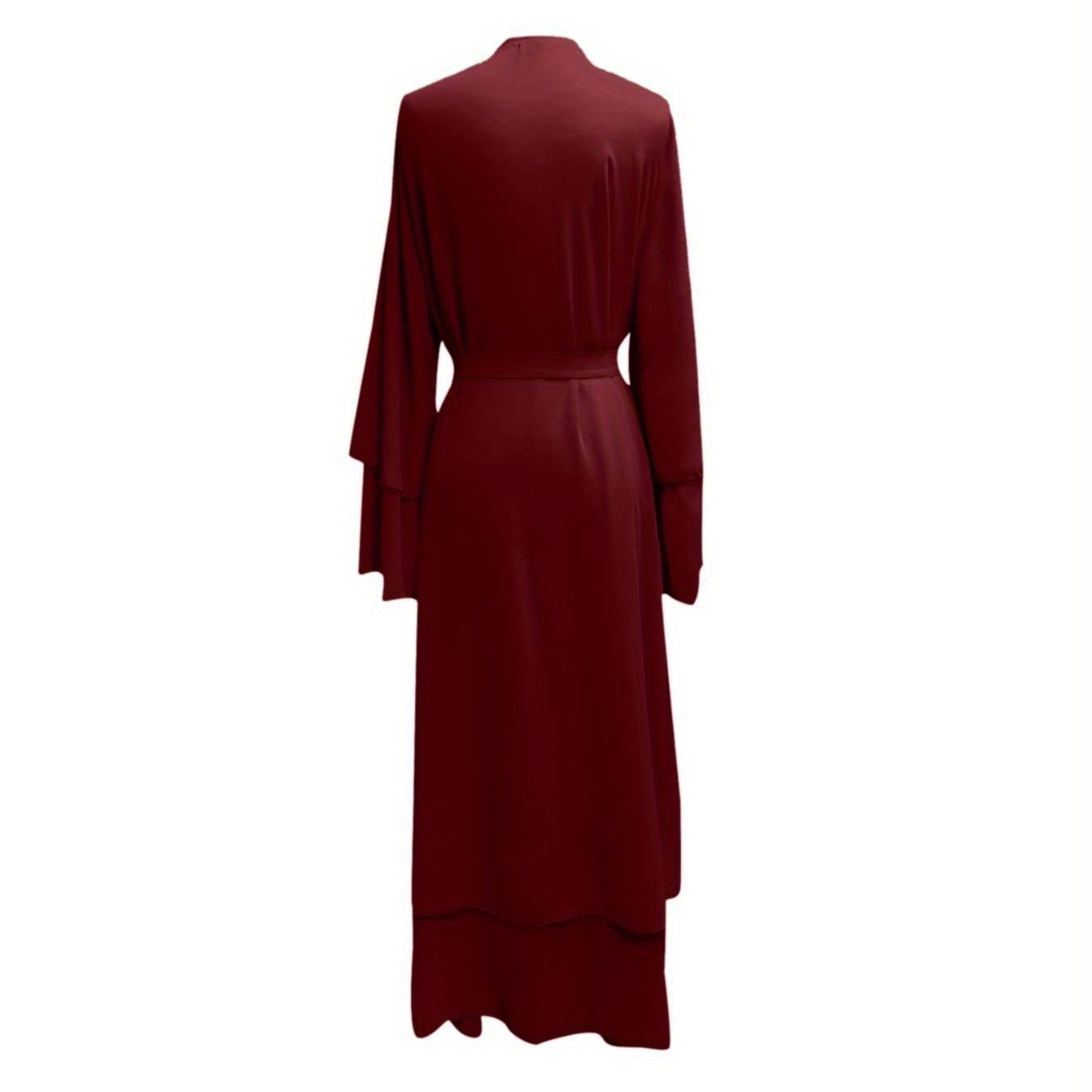 Women'S Elegant Muslim Caedigan Belt Outwear Shirt - Soft Chiffon Long Layered Cardigan with Open Front,