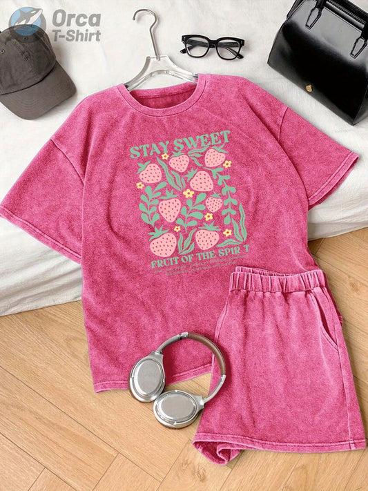 Women'S Vintage Washed 100% Pure T-Shirt - Soft Breathable Loose Fit Casual Short Sleeve Round Neck Summer
