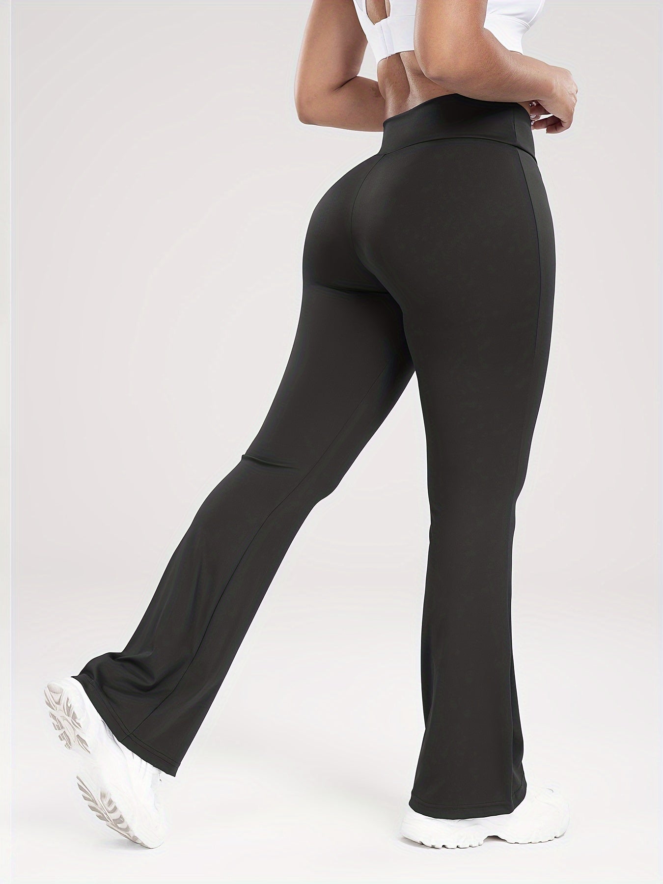 Stretchy 3-Pack High-Waisted Yoga Pants - Cross Waistband Flare Leg Sports Tights with Tummy Control and Butt Lifting