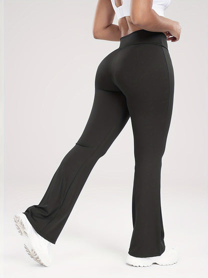 Stretchy 3-Pack High-Waisted Yoga Pants - Cross Waistband Flare Leg Sports Tights with Tummy Control and Butt Lifting