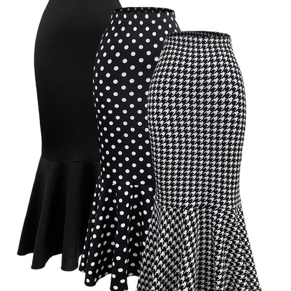 Women's Fish Tail Midi Skirt Autumn and Winter Women's Fish Tail Midi Skirt Three-Piece Set